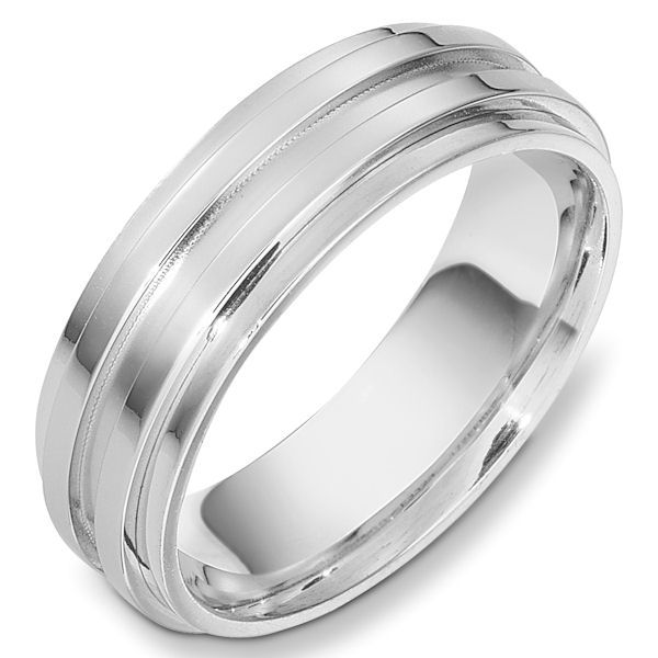 Item # 49001PD - Palladium contemporary, comfort fit, 7.0mm wide wedding band. The center part of the ring is matte finish and the rest has a polished finish. Different finishes may be selected or specified. 