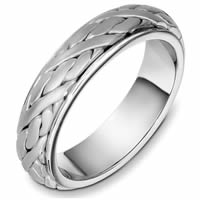 Item # 49054W - 14 K White Gold Handcrafted Wedding Ring