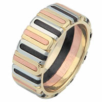 Item # 687101230E - Tri-Color and Black Rhodium Wedding Ring