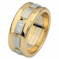 Item # 6871710D - 14 K Two-Tone Diamond Concaved Ring