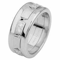 Item # 6871710DW - 14 K White Gold Diamond Concaved Ring