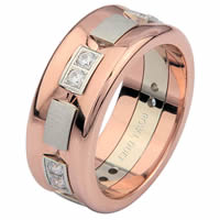 Item # 6871720DRE - Rose & White Gold Diamond Concaved Ring