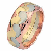 Item # 687302012E - 18 Kt Tri-Color Wedding Ring, Harmony