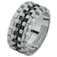 Item # 6873403WE - White Gold & Black Rhodium Wedding Ring