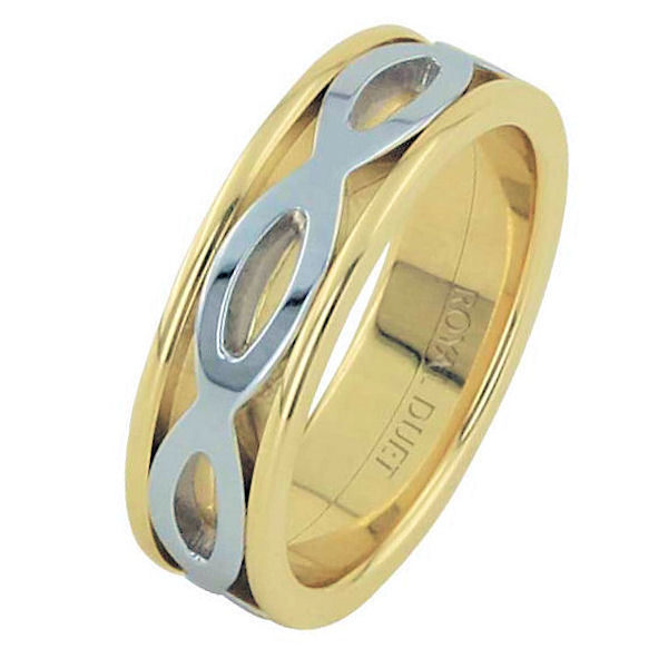 Item # 6875610 - 14 kt two-tone gold, comfort fit, 6.6 mm wide, wedding ring. The band has a beautiful combination of white and yellow gold. Different finishes may be selected or specified. 