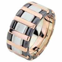 Item # 68760320E - White-Rose Gold Black Rhodium Wedding Ring