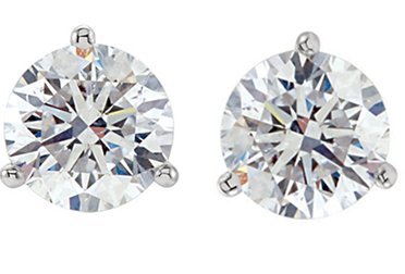 Item # 730333WE - 18K gold, 3-prongs, friction back diamond earrings. Diamonds together weigh approximately 0.33ct and are graded as SI in clarity G-H in color.