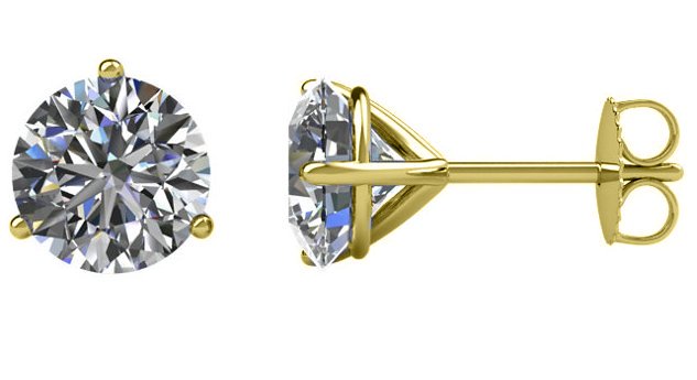 Item # 732003 View 2 - 3-Prongs Round Diamond Earrings 2.0ct.