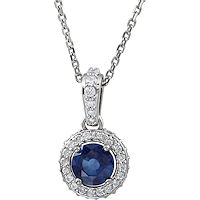 Item # 742791W - White Gold Sapphire & Diamond Halo Pendant