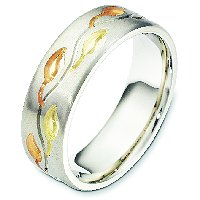 Item # 7741E - 18K Tri Color Wedding Band