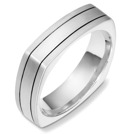 C133171W 14 Kt White Gold Square Wedding Band