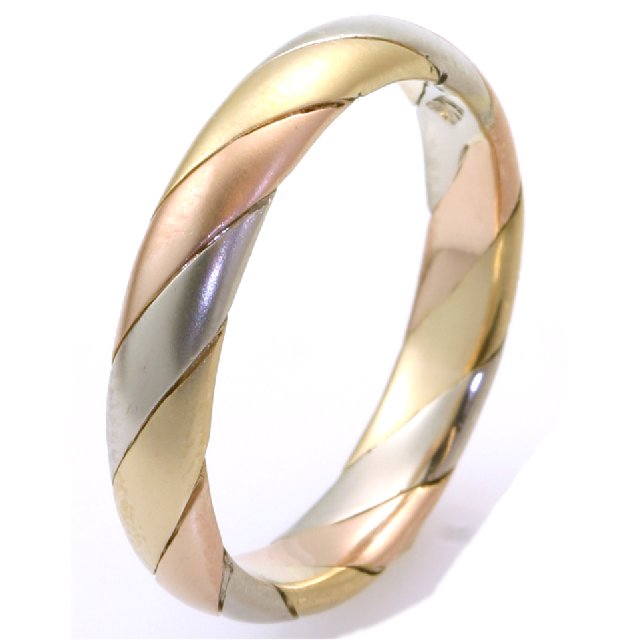 14K Tri Tone Gold Polished Dome Ring