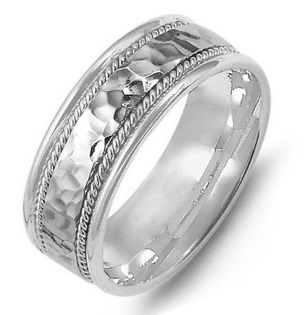 Palladium Center Hammered Wedding Band