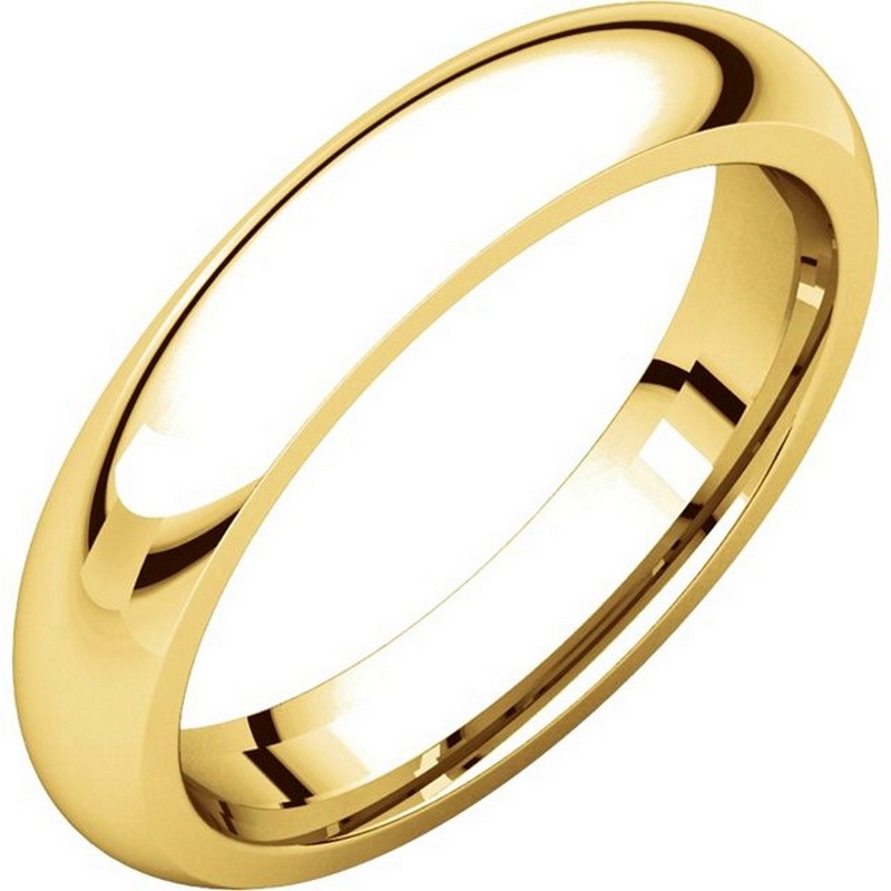 3mm Solid Domed Plain Wedding Band Ring – Real 14K Yellow Gold (Unisex, Selectable Size)