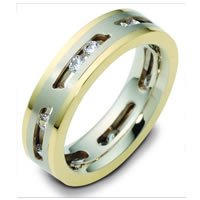 Item # A120611PE - Platinum-18K Sliding Diamonds Wedding Band