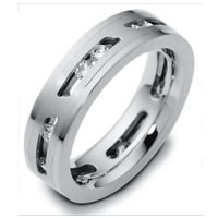 Item # A120611W - 14K White Gold Sliding Diamonds Wedding Band