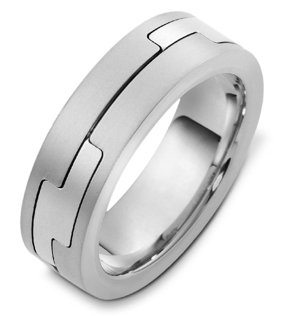 Item # A124961WE - 18K white gold, comfort fit, 7.0 mm wide wedding band. The finish is matte. Different finishes may be selected or specified.  