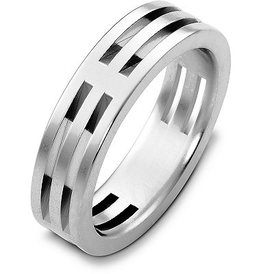 B125801W 14K White Gold Wedding Band