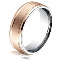 Item # B13380SR - Silver-14 Kt Rose Gold 7.0 mm Wide Wedding Ring