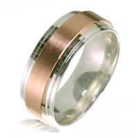 Item # B73778SR - Silver- Rose Gold Wide Wedding Band
