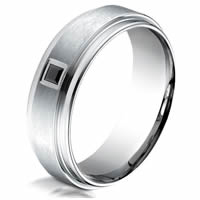 Item # B833103SW - Silver- White Gold 7.0 mm Black Diamond Wedding Ring