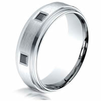 Item # B833104SW - Silver- White Gold 7.0 mm Black Diamond Wedding Ring