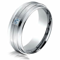 Item # B834203SW - Silver- White Gold Aquamarine Gemstone Wedding Ring