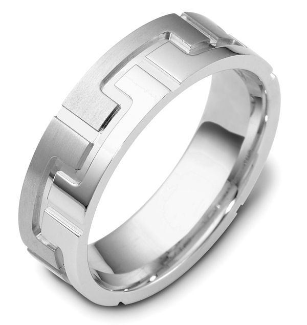 Item # C117871PP - Platinum contemporary carved, comfort fit, 6.5mm wide wedding band. The ring is carved with a mix of matte and polish finish. It is 6.5mm wide and comfort fit. Different finishes may be selected or specified. 