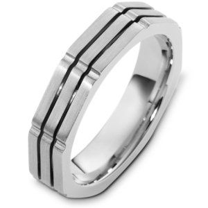 Item # C122951WE - 18K white gold, comfort fit, 4.5 mm wide wedding band. The finish on the ring is brushed. Different finishes may be selected or specified.