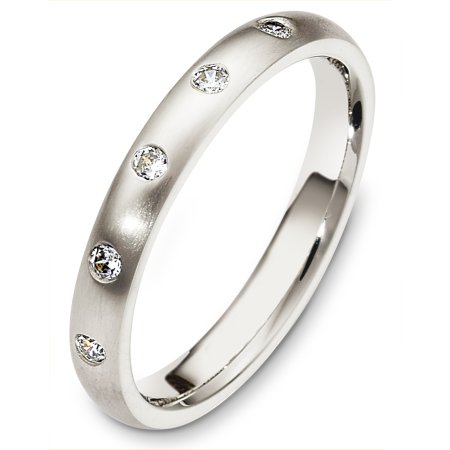 Item # C130301W - 14 Kt White gold diamond wedding band, 3.0 mm wide, comfort fit band. It holds 0.13 ct tw diamonds, VS in clarity and GH in color. The finish on the rings is matte. Other finishes may be selected or specified.