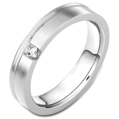 Item # C130351PD - Palladium, 5.0 mm wide, comfort fit band. The band has one stone that weighs 0.10 ct diamond, VS in clarity and G-H in color. The finish on the ring is matte. Other finishes may be selected or specified. 