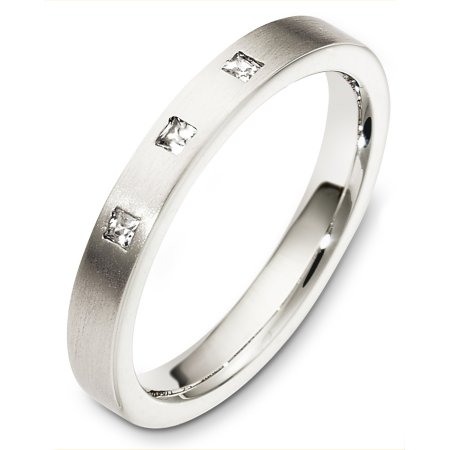 Item # C130621PP - Platinum diamond wedding band, 3.0 mm wide, comfort fit band. It holds 0.09 ct tw diamonds, VS in clarity and GH in color. The finish on the ring is matte. Other finishes may be selected or specified. 
