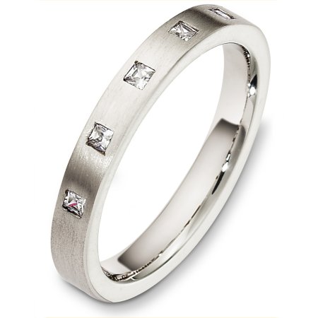 Item # C130631W - 14 Kt White gold diamond wedding band, 3.0 mm wide, comfort fit band. It holds 0.15 ct tw diamonds, VS in clarity and GH in color. The finish on the ring is matte. Other finishes may be selected or specified. 