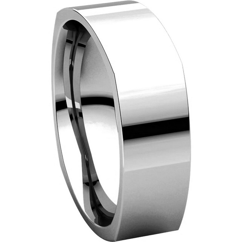 C131621W 14K White Gold 6mm Wide Square Mens Wedding Band