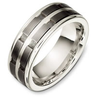 Item # C132971TG - Titanium and 14 Kt White Gold Wedding Band