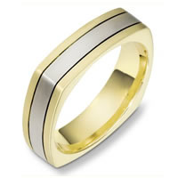 Item # C133171E - 18 Kt Two-Tone Square Wedding Band