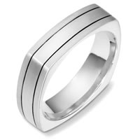 Item # C133171W - 14 Kt White Gold Square Wedding Band