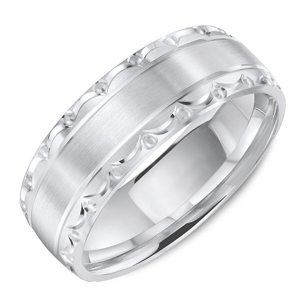 C13735W Classic Carved Wedding Ring