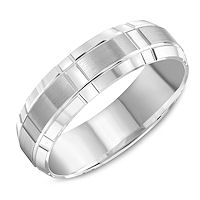 Item # C13752WE - White Gold Beveled Carved Ring