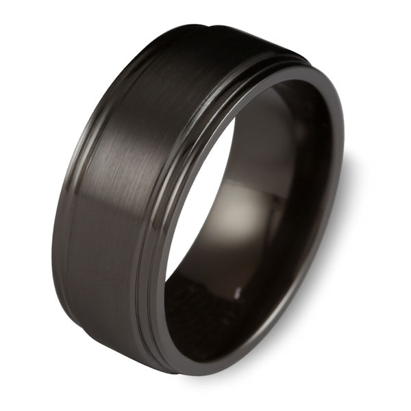 Item # C7693C - Black cobalt chrome classic, comfort fit, 9.0 mm wide wedding ring. The ring has a matte finish