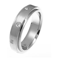 Item # DR3085WE - 18K White Gold Center Rotating Wedding Band