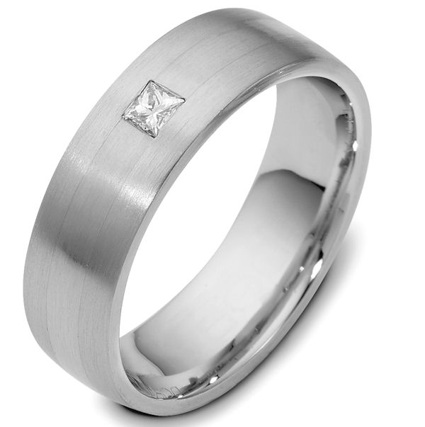 Item # E115101WE - 18K white gold 6.0 mm wide, comfort fit, diamond band. Diamonds total weight is 0.05ct and are graded as VS1 in Clarity G in Color. The finish on the ring is matte. Other finishes may be selected or specified. 