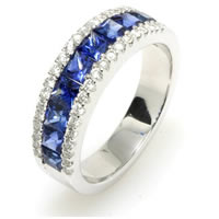 Item # E245067WE - 18K Diamond Sapphire Anniversary Band