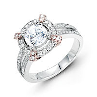Item # E31946 - Vintage Rose & White Gold Halo Engagement Ring