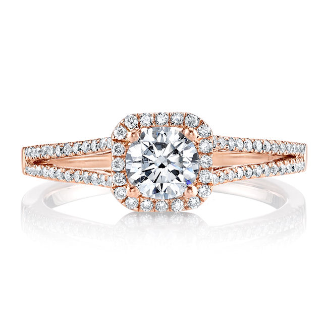 Item # E32144R View 2 - Rose Gold Halo Diamond Engagement Ring