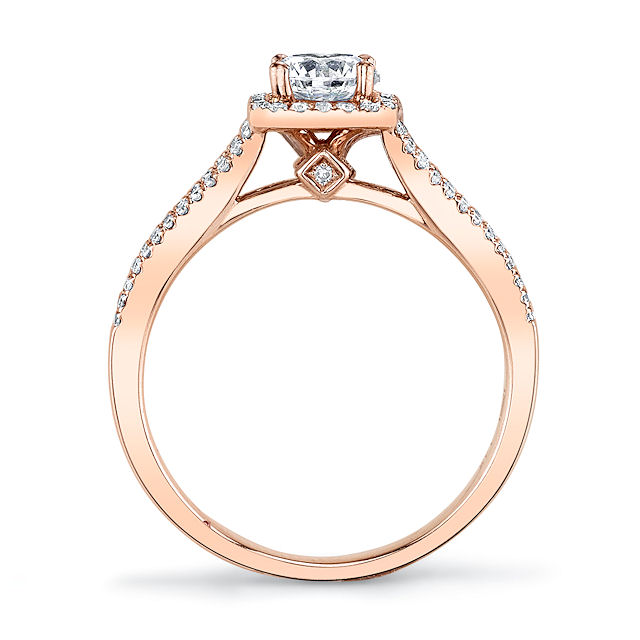 Item # E32144R View 3 - Rose Gold Halo Diamond Engagement Ring