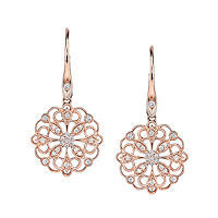 Item # E32589RE - Rose Gold Circular Vintage Diamond Earrings