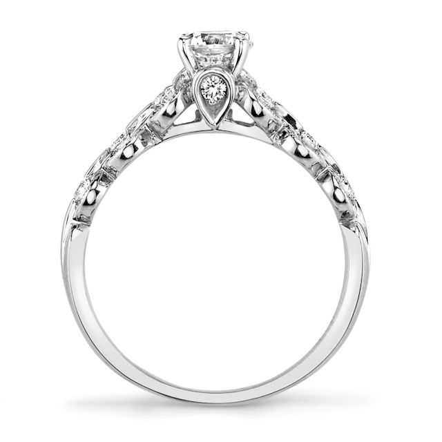 Item # E32596PP View 3 - Platinum Petite Diamond Engagement Ring