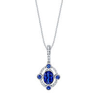 Item # E32695W - 14Kt White Gold Sapphire & Diamond Necklace