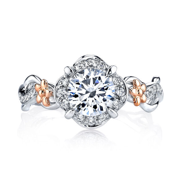 Item # E32741E View 2 - Floral Diamond Halo Engagement Ring